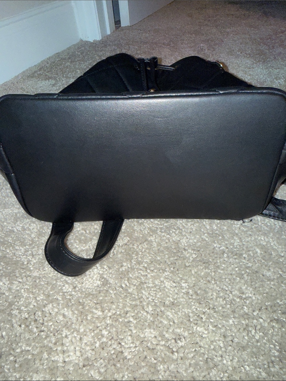 Quilted Black Drawstring Backpack - Picture 6 of 7
